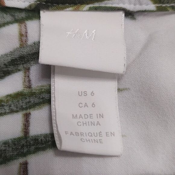 H&M white green fern beach coverup Sz 6  EUC - Picture 4 of 4
